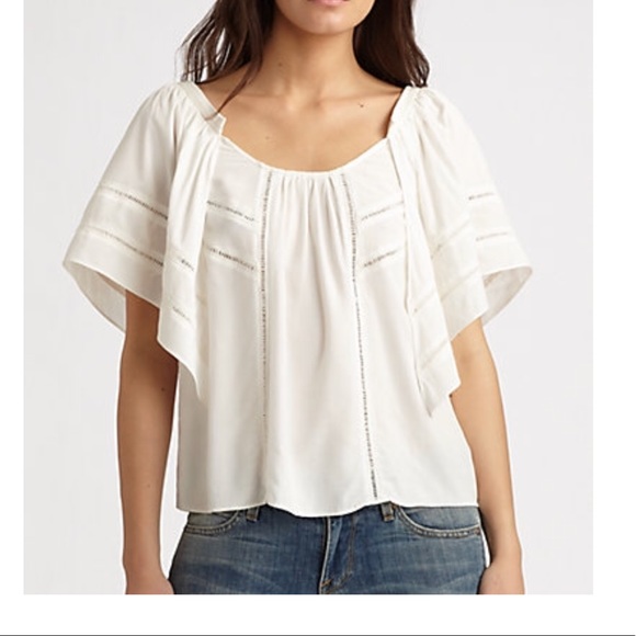 Anthro The Addison Story Flutter Sleeve Top Size S - Picture 5 of 6